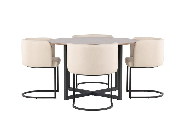 Venture Home Durango Dining Table - Black / Walnut MDF +Simrishman Dining Chair - Black / Beige TC-fabric _4
