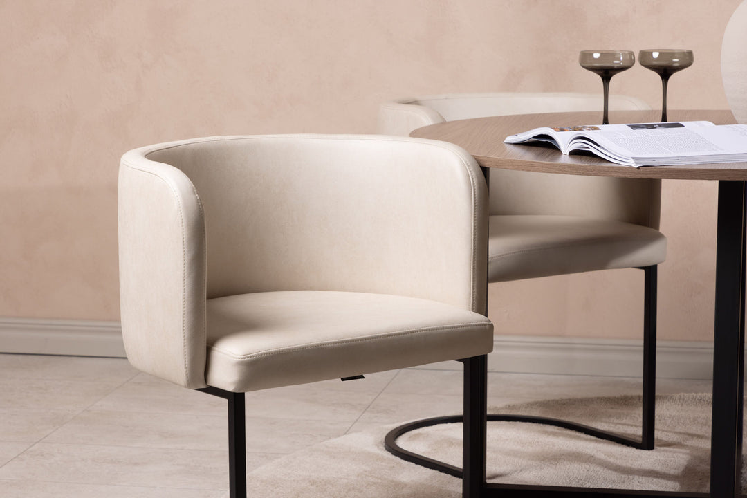 Venture Home Durango Dining Table - Black / Walnut MDF +Simrishman Dining Chair - Black / Beige TC-fabric _4