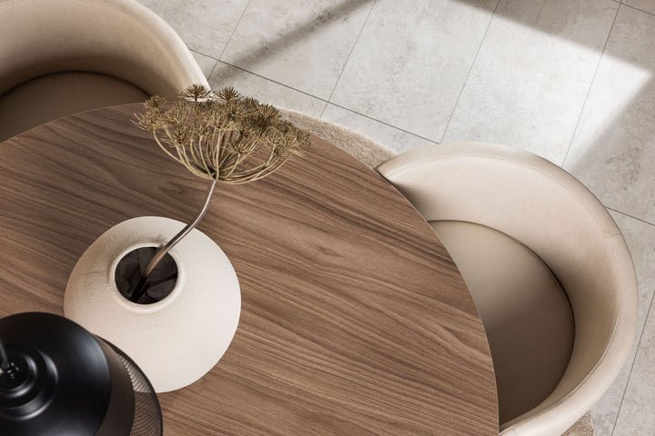 Venture Home Durango Dining Table - Black / Walnut MDF +Simrishman Dining Chair - Black / Beige TC-fabric _4