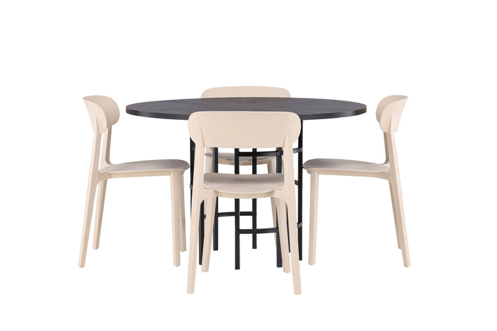 Venture Home Copenhagen Dining Table - Black / Black Veneer +Åstol Dining Chair - Nature Wood plastic composite _4