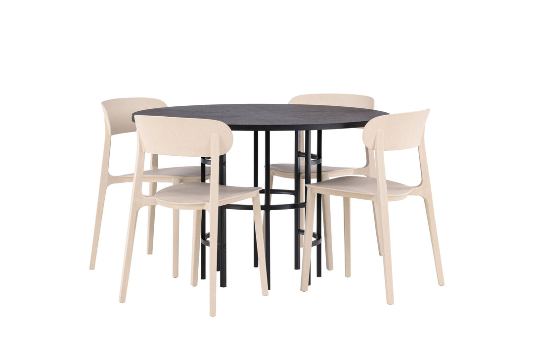 Venture Home Copenhagen Dining Table - Black / Black Veneer +Åstol Dining Chair - Nature Wood plastic composite _4
