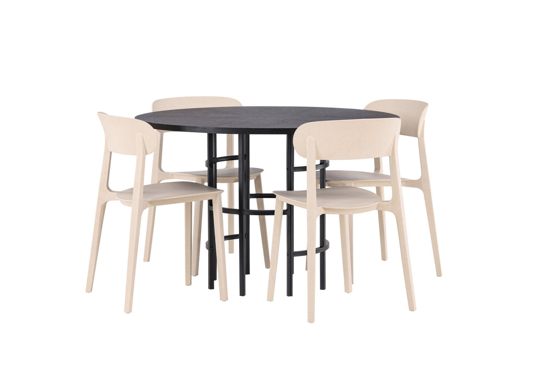 Venture Home Copenhagen Dining Table - Black / Black Veneer +Åstol Dining Chair - Nature Wood plastic composite _4