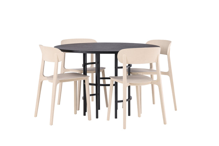 Venture Home Copenhagen Dining Table - Black / Black Veneer +Åstol Dining Chair - Nature Wood plastic composite _4
