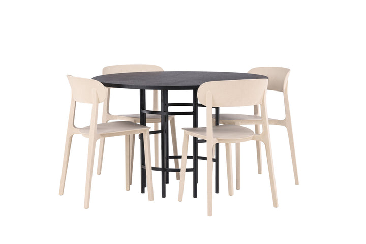 Venture Home Copenhagen Dining Table - Black / Black Veneer +Åstol Dining Chair - Nature Wood plastic composite _4