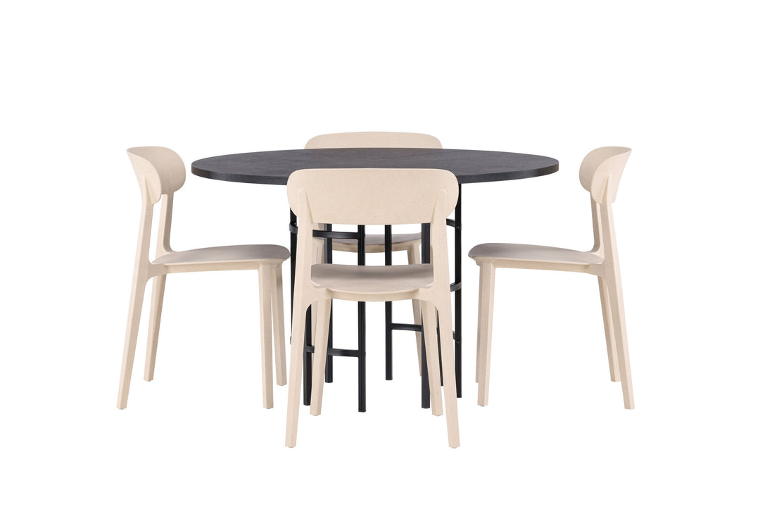 Venture Home Copenhagen Dining Table - Black / Black Veneer +Åstol Dining Chair - Nature Wood plastic composite _4