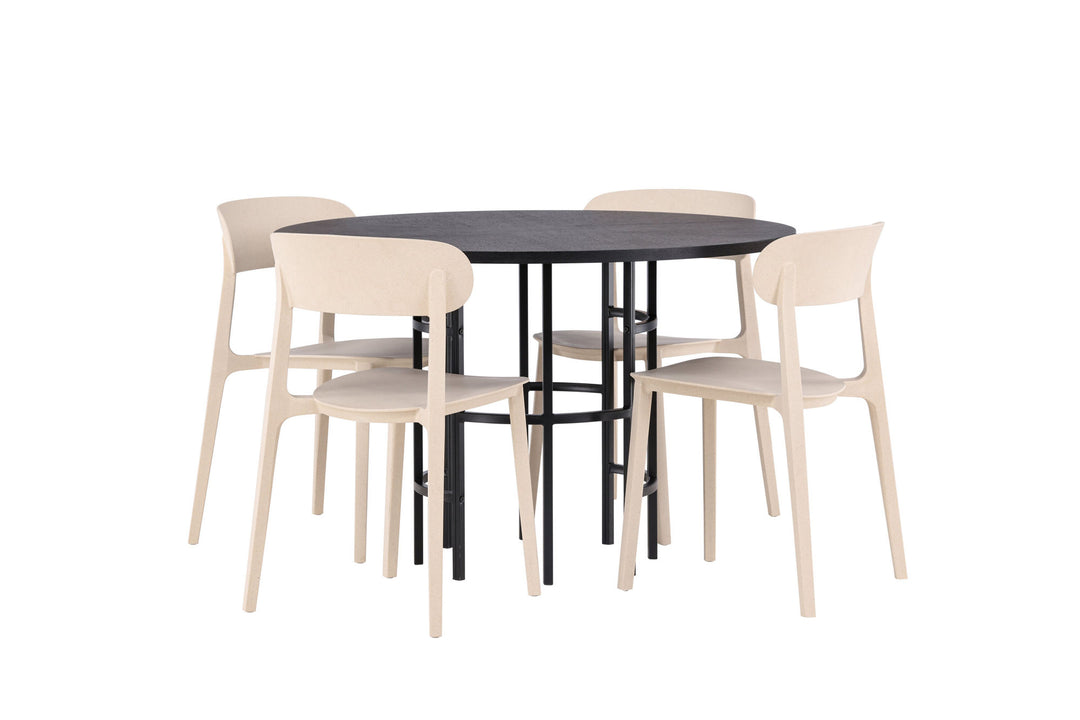 Venture Home Copenhagen Dining Table - Black / Black Veneer +Åstol Dining Chair - Nature Wood plastic composite _4