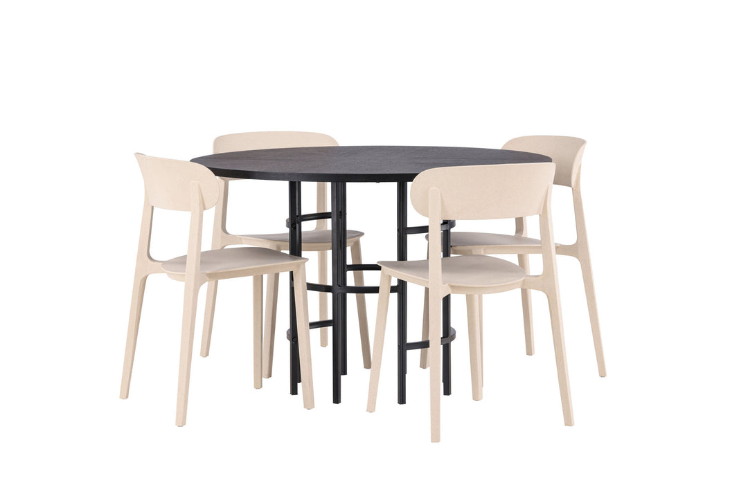 Venture Home Copenhagen Dining Table - Black / Black Veneer +Åstol Dining Chair - Nature Wood plastic composite _4
