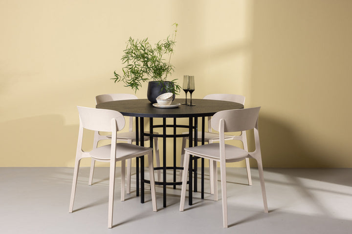Venture Home Copenhagen Dining Table - Black / Black Veneer +Åstol Dining Chair - Nature Wood plastic composite _4