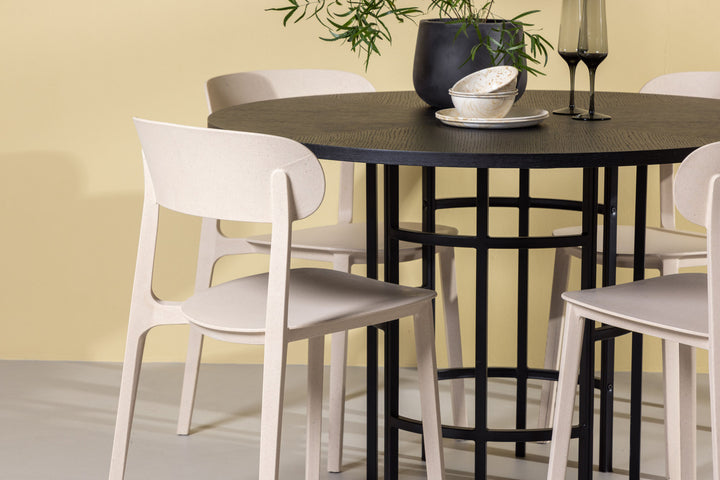 Venture Home Copenhagen Dining Table - Black / Black Veneer +Åstol Dining Chair - Nature Wood plastic composite _4