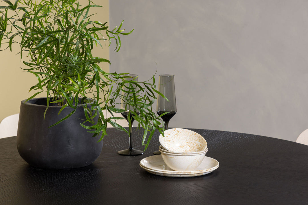 Venture Home Copenhagen Dining Table - Black / Black Veneer +Åstol Dining Chair - Nature Wood plastic composite _4