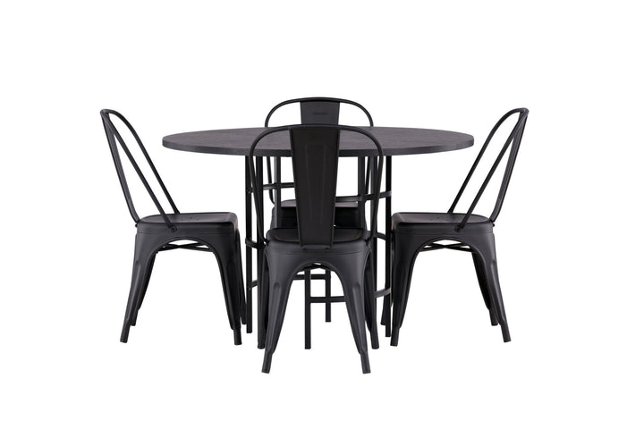 Venture Home Copenhagen Dining Table - Black / Black Veneer +Tempe Dining Chair - Matte black / Metal _4