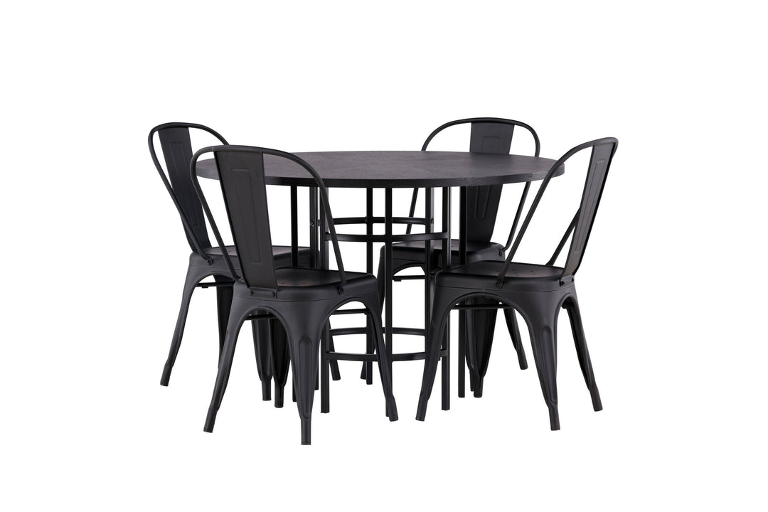 Venture Home Copenhagen Dining Table - Black / Black Veneer +Tempe Dining Chair - Matte black / Metal _4