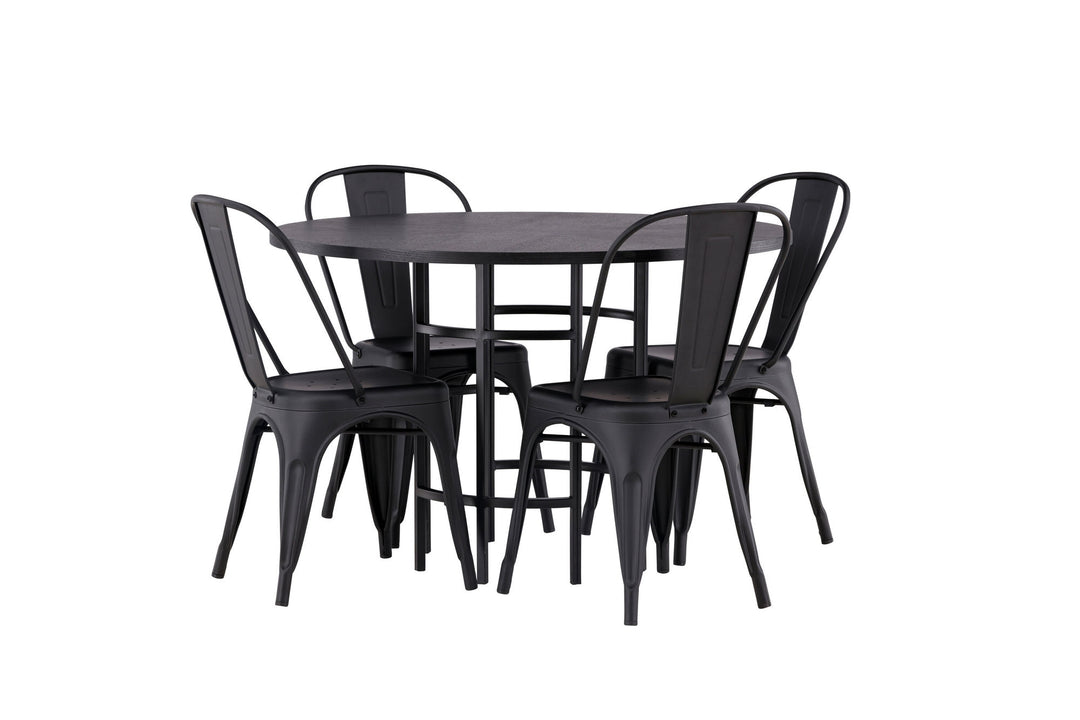 Venture Home Copenhagen Dining Table - Black / Black Veneer +Tempe Dining Chair - Matte black / Metal _4