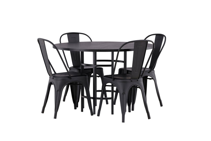 Venture Home Copenhagen Dining Table - Black / Black Veneer +Tempe Dining Chair - Matte black / Metal _4