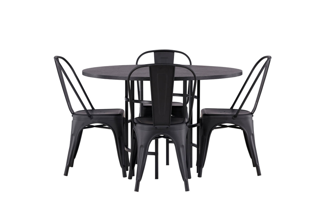 Venture Home Copenhagen Dining Table - Black / Black Veneer +Tempe Dining Chair - Matte black / Metal _4