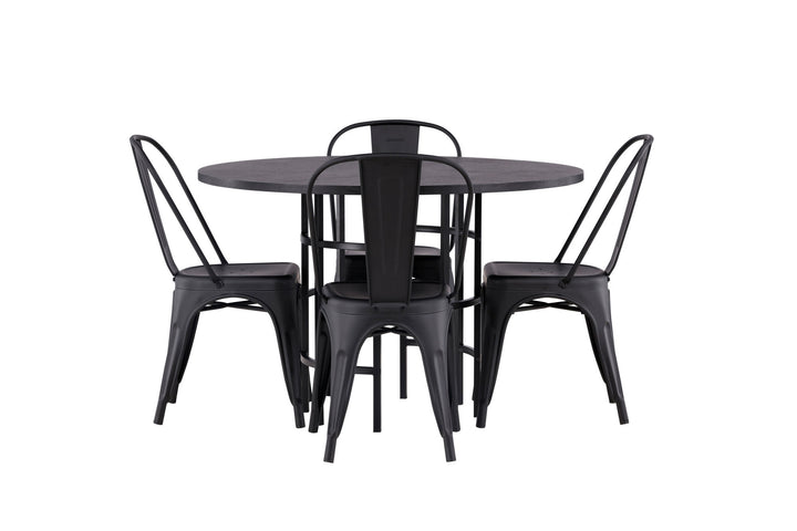 Venture Home Copenhagen Dining Table - Black / Black Veneer +Tempe Dining Chair - Matte black / Metal _4
