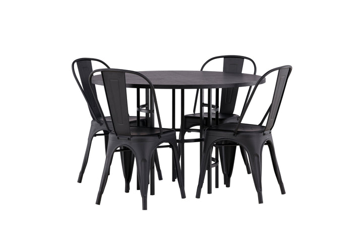Venture Home Copenhagen Dining Table - Black / Black Veneer +Tempe Dining Chair - Matte black / Metal _4
