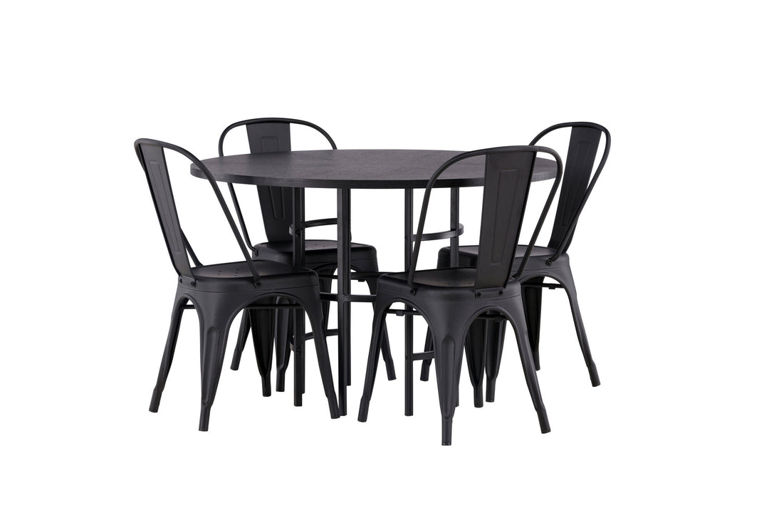 Venture Home Copenhagen Dining Table - Black / Black Veneer +Tempe Dining Chair - Matte black / Metal _4