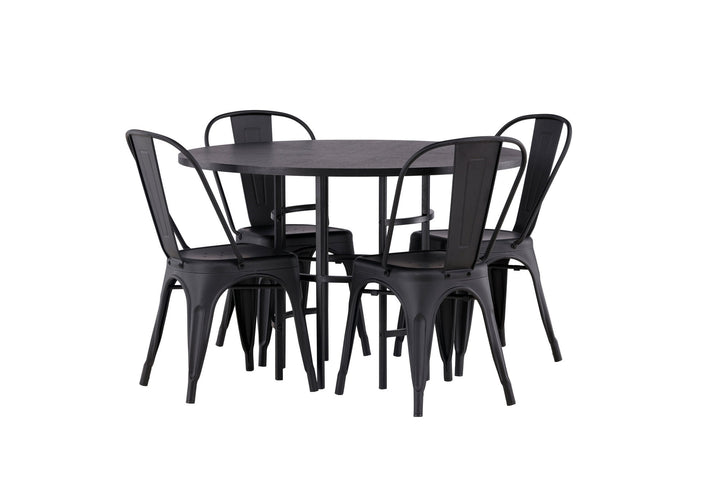 Venture Home Copenhagen Dining Table - Black / Black Veneer +Tempe Dining Chair - Matte black / Metal _4