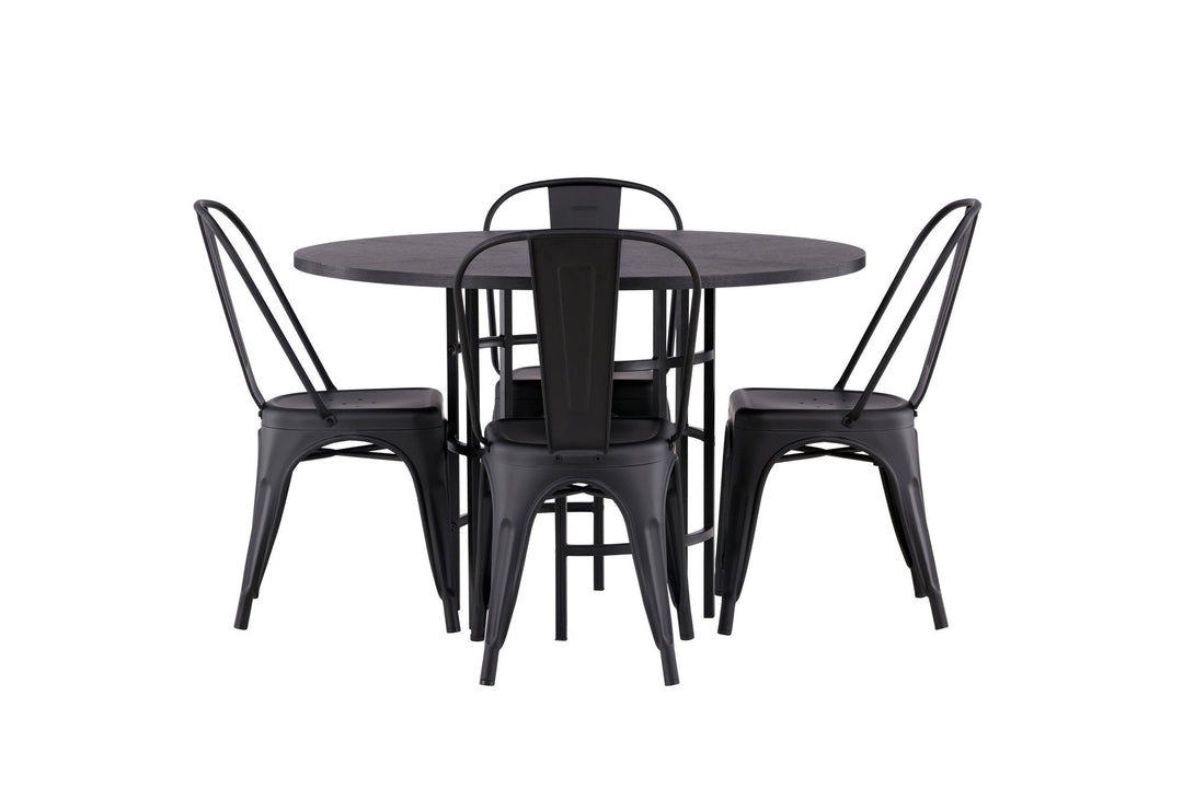 Venture Home Copenhagen Dining Table - Black / Black Veneer +Tempe Dining Chair - Matte black / Metal _4