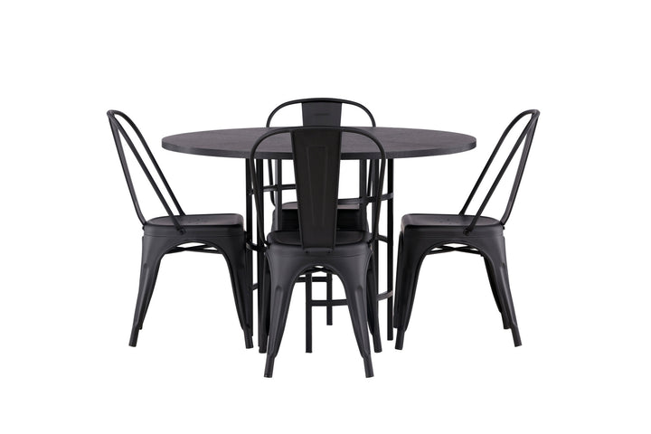 Venture Home Copenhagen Dining Table - Black / Black Veneer +Tempe Dining Chair - Matte black / Metal _4