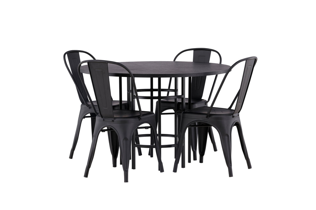 Venture Home Copenhagen Dining Table - Black / Black Veneer +Tempe Dining Chair - Matte black / Metal _4