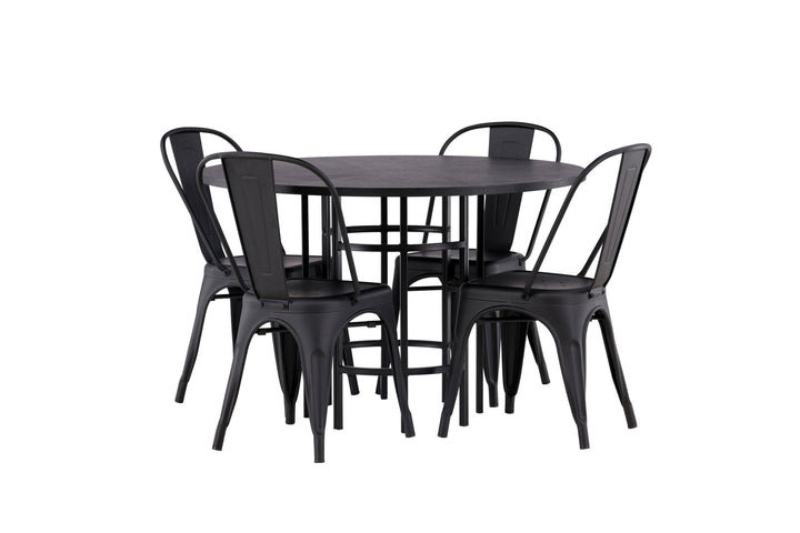 Venture Home Copenhagen Dining Table - Black / Black Veneer +Tempe Dining Chair - Matte black / Metal _4