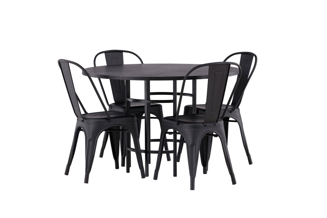 Venture Home Copenhagen Dining Table - Black / Black Veneer +Tempe Dining Chair - Matte black / Metal _4