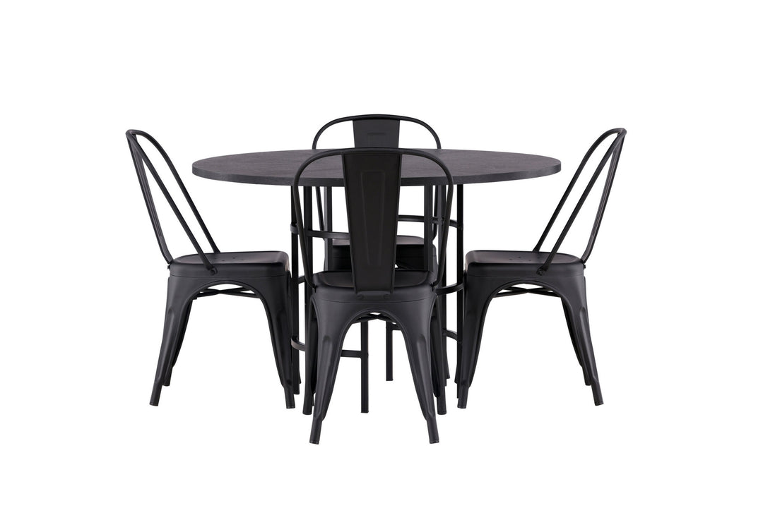 Venture Home Copenhagen Dining Table - Black / Black Veneer +Tempe Dining Chair - Matte black / Metal _4