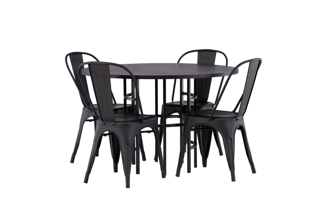 Venture Home Copenhagen Dining Table - Black / Black Veneer +Tempe Dining Chair - Matte black / Metal _4