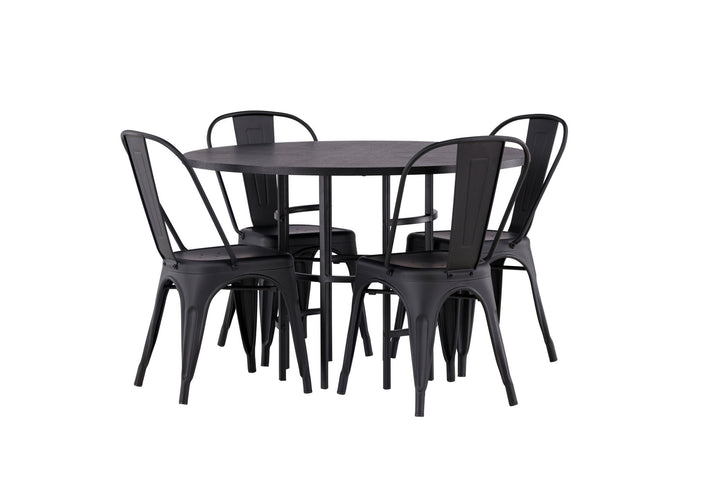 Venture Home Copenhagen Dining Table - Black / Black Veneer +Tempe Dining Chair - Matte black / Metal _4
