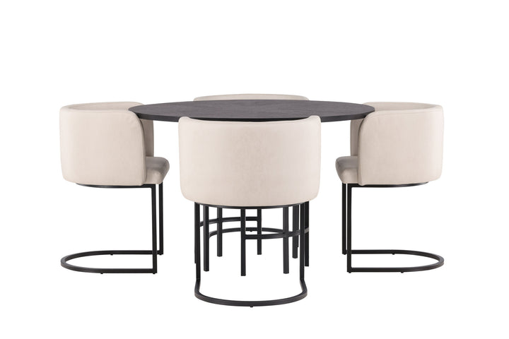 Venture Home Copenhagen Dining Table - Black / Black Veneer +Simrishman Dining Chair - Black / Beige TC-fabric _4