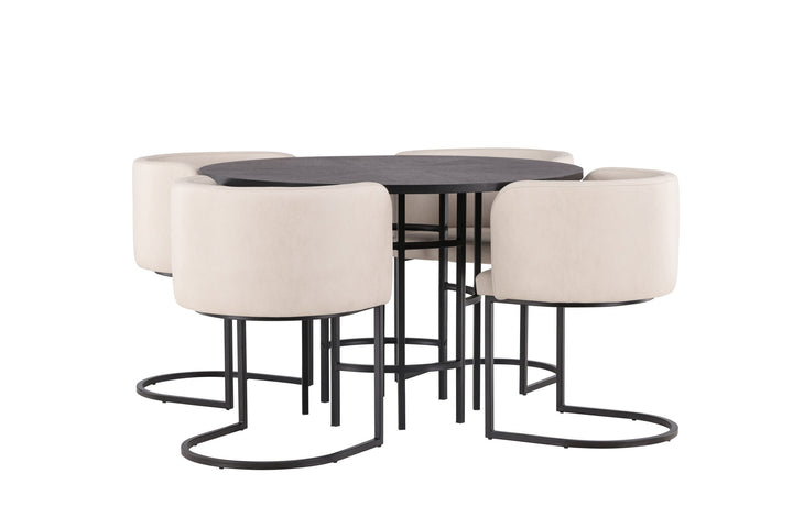 Venture Home Copenhagen Dining Table - Black / Black Veneer +Simrishman Dining Chair - Black / Beige TC-fabric _4