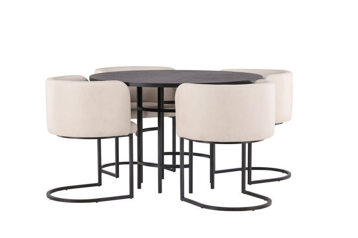 Venture Home Copenhagen Dining Table - Black / Black Veneer +Simrishman Dining Chair - Black / Beige TC-fabric _4