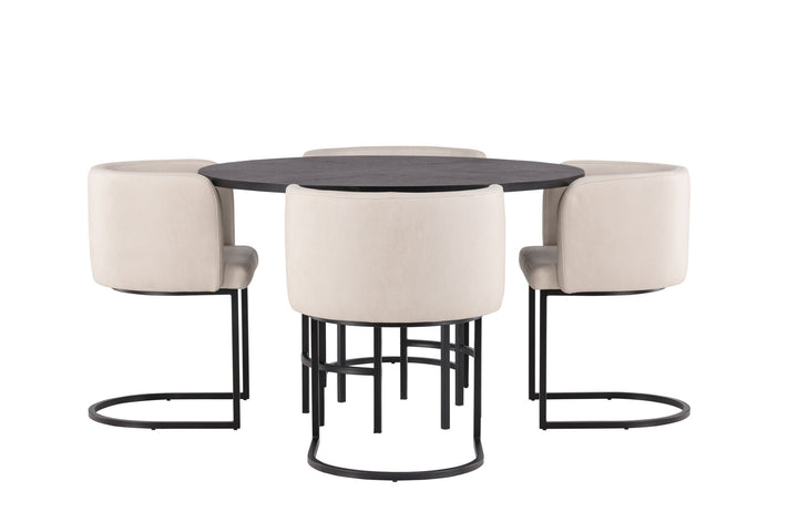 Venture Home Copenhagen Dining Table - Black / Black Veneer +Simrishman Dining Chair - Black / Beige TC-fabric _4