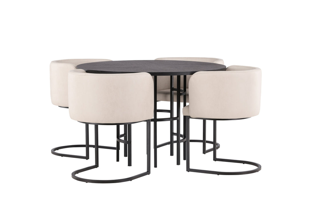 Venture Home Copenhagen Dining Table - Black / Black Veneer +Simrishman Dining Chair - Black / Beige TC-fabric _4