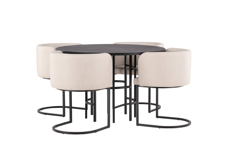 Venture Home Copenhagen Dining Table - Black / Black Veneer +Simrishman Dining Chair - Black / Beige TC-fabric _4