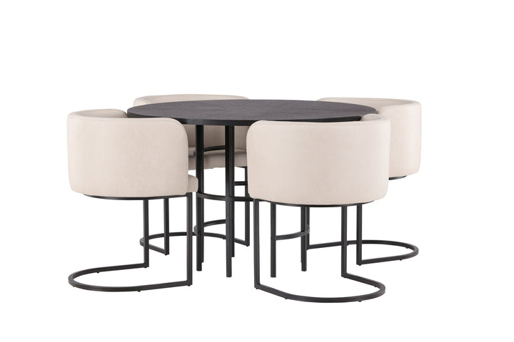 Venture Home Copenhagen Dining Table - Black / Black Veneer +Simrishman Dining Chair - Black / Beige TC-fabric _4