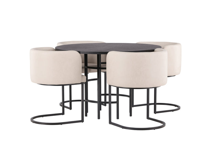 Venture Home Copenhagen Dining Table - Black / Black Veneer +Simrishman Dining Chair - Black / Beige TC-fabric _4