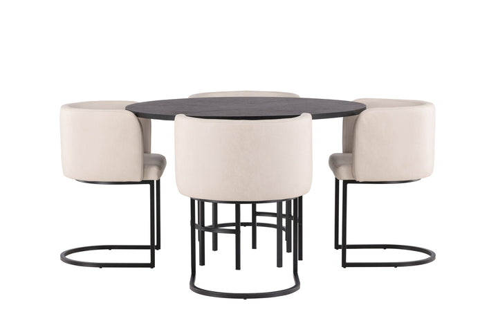 Venture Home Copenhagen Dining Table - Black / Black Veneer +Simrishman Dining Chair - Black / Beige TC-fabric _4
