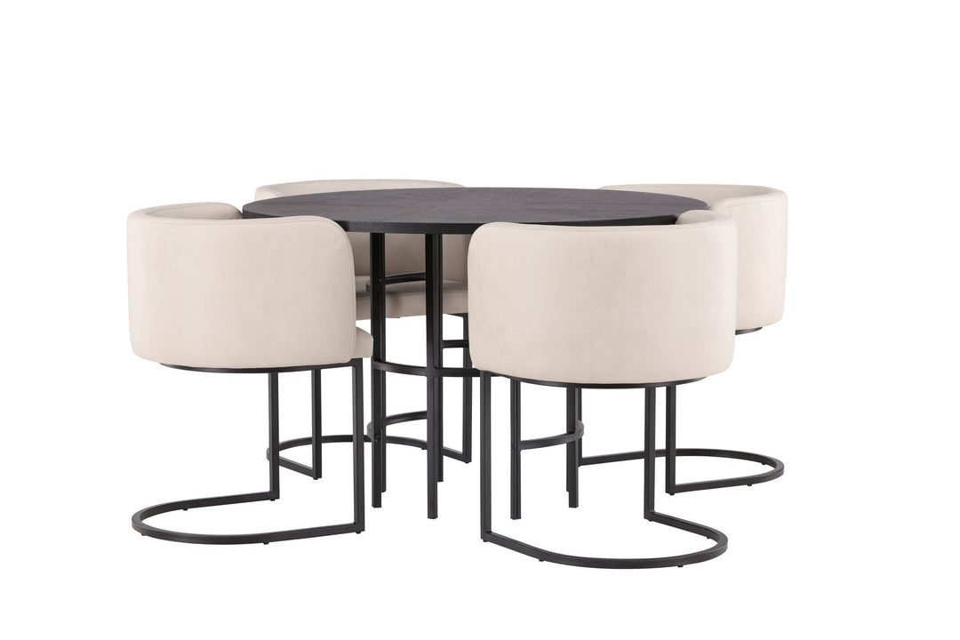 Venture Home Copenhagen Dining Table - Black / Black Veneer +Simrishman Dining Chair - Black / Beige TC-fabric _4