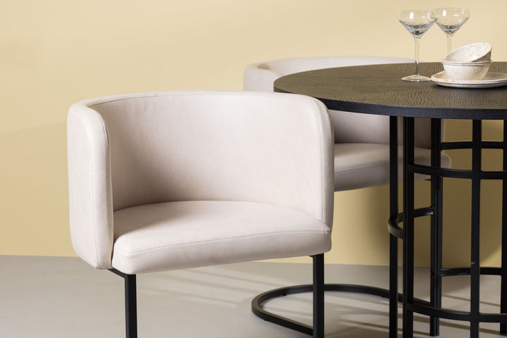 Venture Home Copenhagen Dining Table - Black / Black Veneer +Simrishman Dining Chair - Black / Beige TC-fabric _4