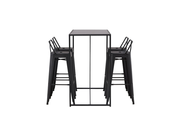 Venture Home Brea Bar Table - Black / Black MDF +Tempe Flat Bar Chair - Matte black / Metal _4