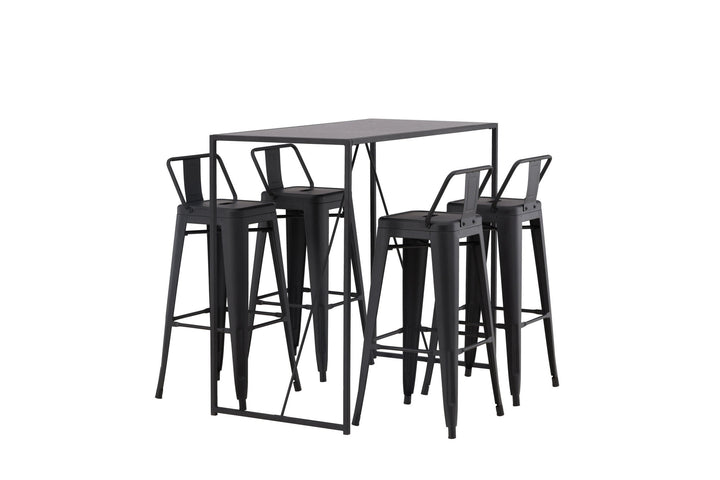 Venture Home Brea Bar Table - Black / Black MDF +Tempe Flat Bar Chair - Matte black / Metal _4