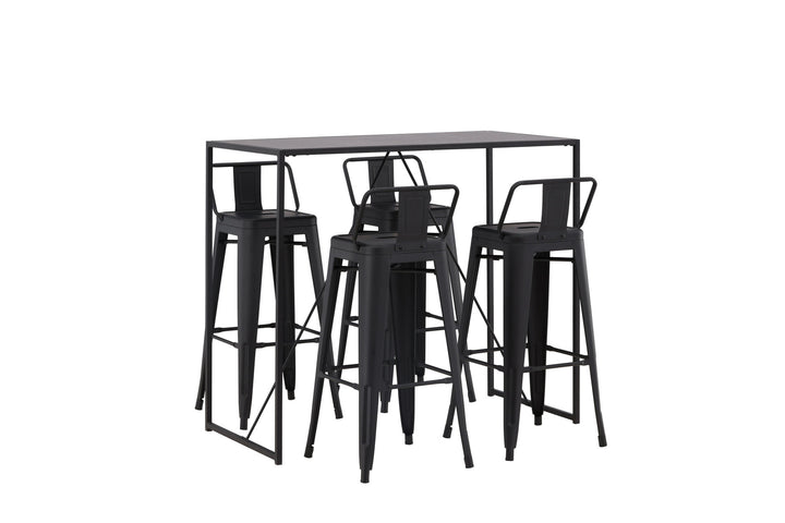 Venture Home Brea Bar Table - Black / Black MDF +Tempe Flat Bar Chair - Matte black / Metal _4