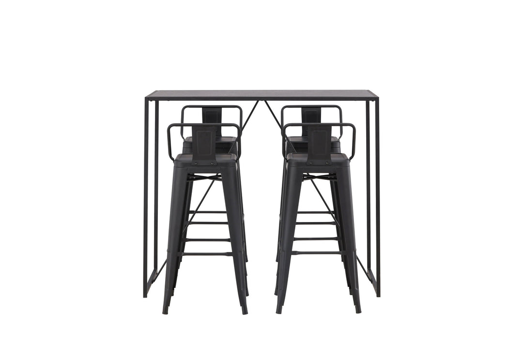 Venture Home Brea Bar Table - Black / Black MDF +Tempe Flat Bar Chair - Matte black / Metal _4