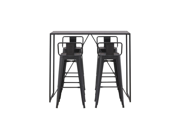 Venture Home Brea Bar Table - Black / Black MDF +Tempe Flat Bar Chair - Matte black / Metal _4