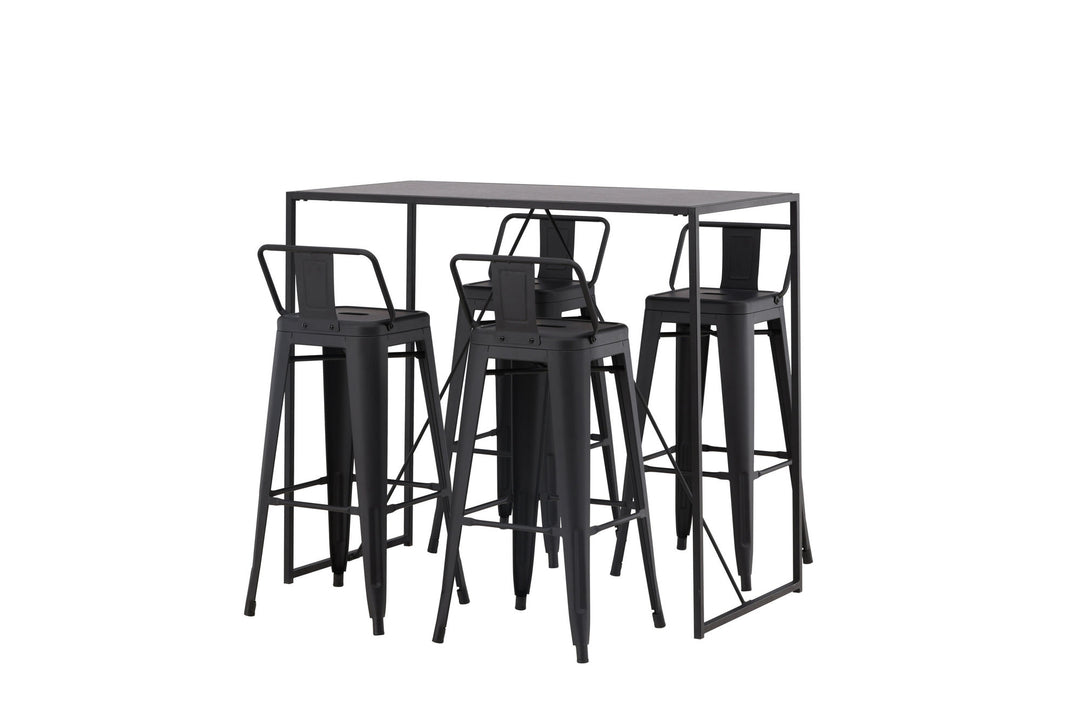 Venture Home Brea Bar Table - Black / Black MDF +Tempe Flat Bar Chair - Matte black / Metal _4