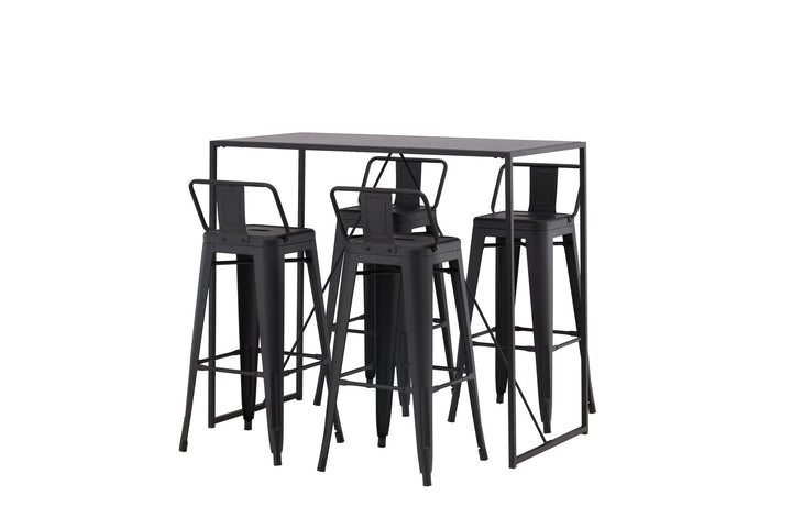 Venture Home Brea Bar Table - Black / Black MDF +Tempe Flat Bar Chair - Matte black / Metal _4