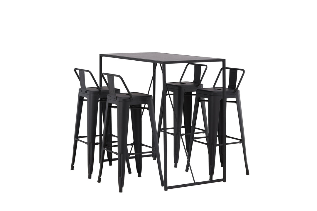 Venture Home Brea Bar Table - Black / Black MDF +Tempe Flat Bar Chair - Matte black / Metal _4